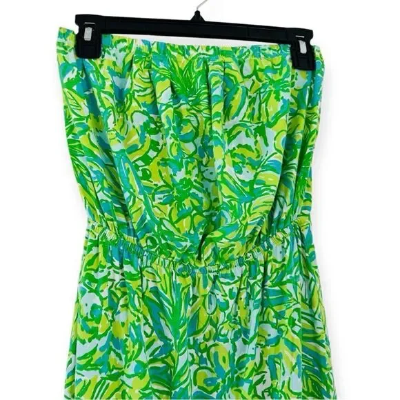 Lilly Pulitzer Windsor Strapless Dress Fresh Citrus Green Parrot Size Small - Picture 3 of 7